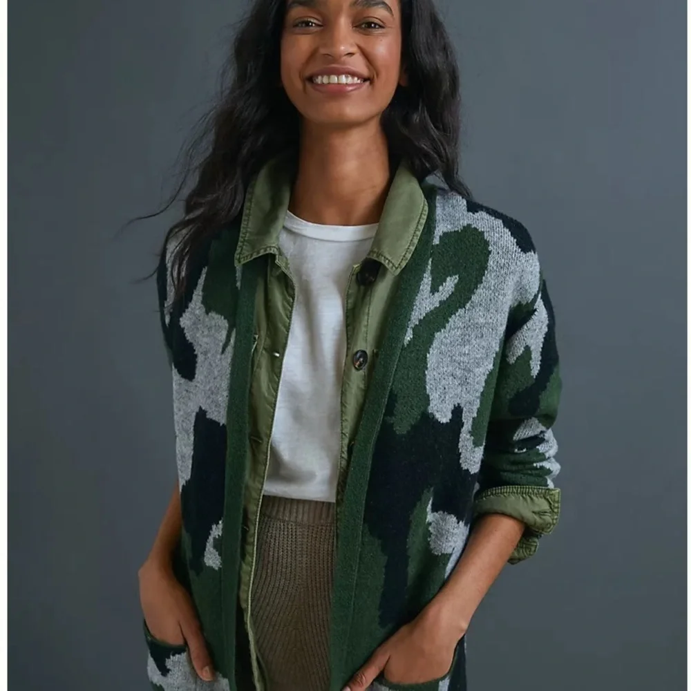 Anthropologie camo cardigan xs new without tags